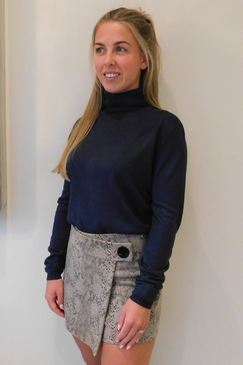 Famous Store Navy Polo Neck Jumper