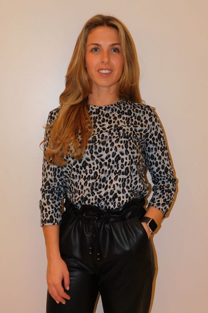 Blue Animal Print Soft Touch Top