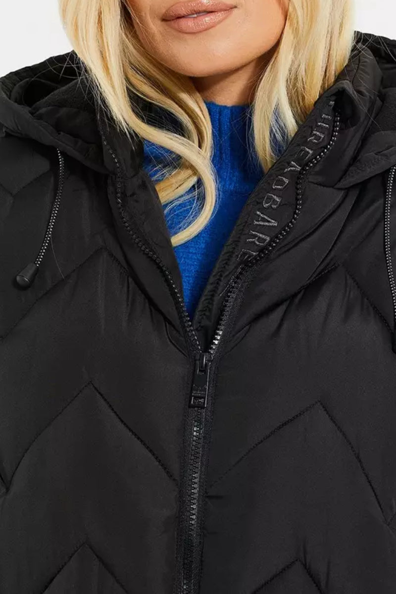 Threadbare 'Gandey' Longline Hooded Padded Jacket Black