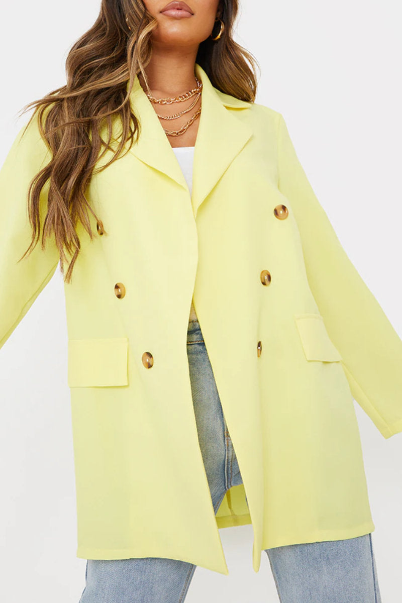 Famous Online Store Double Breasted Tortoise Shell Blazer Lemon