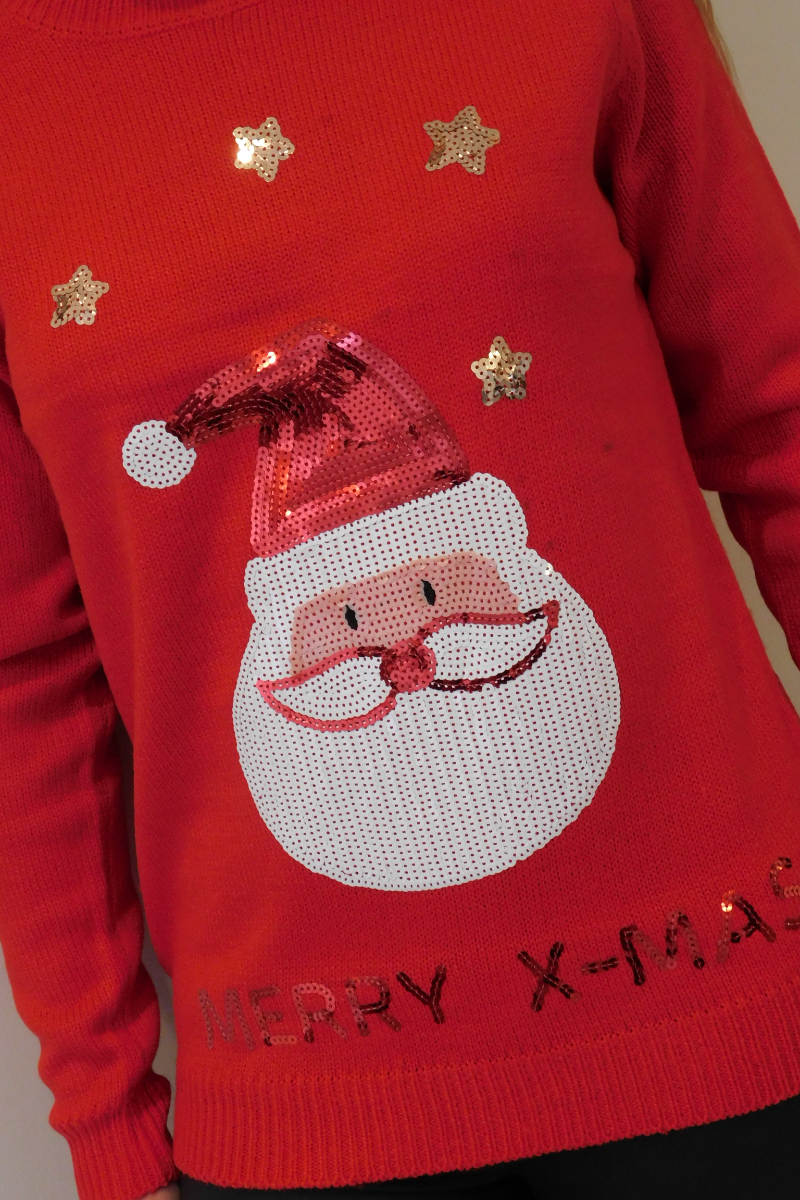 Ladies Christmas Red Santa Jumper