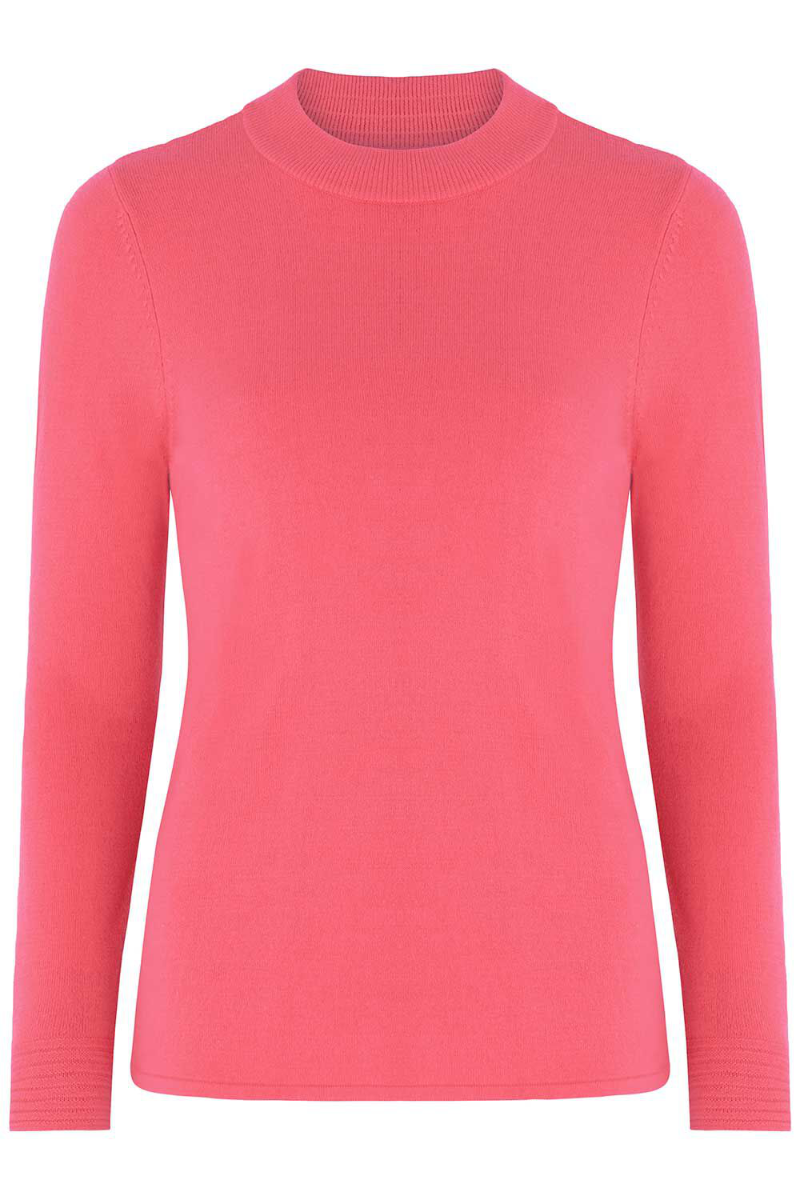 Famous Store Cuff Detail Supersoft Turtle Neck Jumper Rose Pink