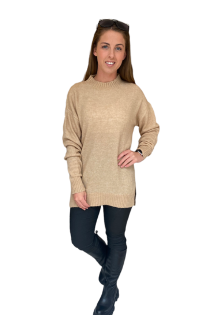 Beige crew sales neck jumper