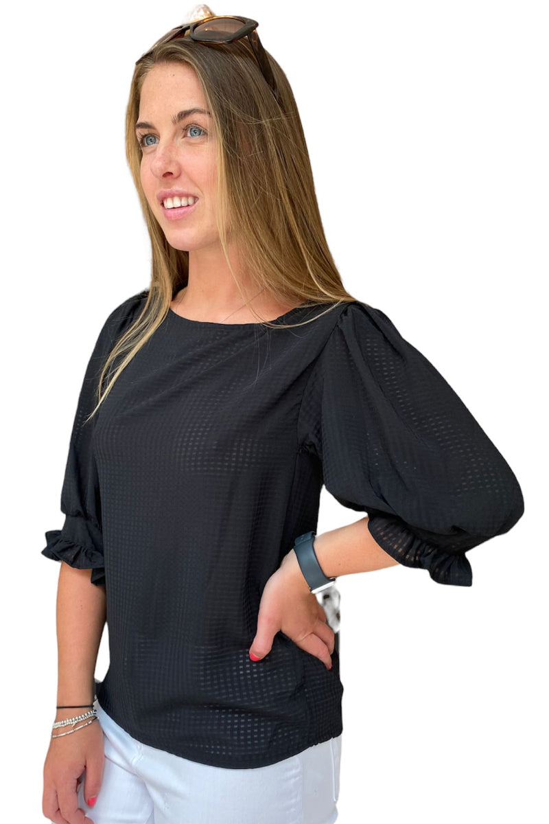 Famous Store Black Chiffon Blouse