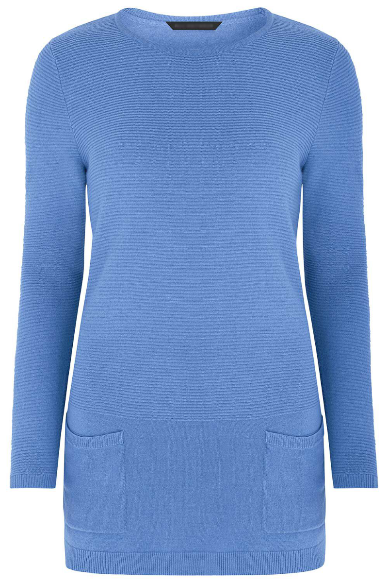 Famous Store Ripple Textured Pocket Tunic Cornflower Blue