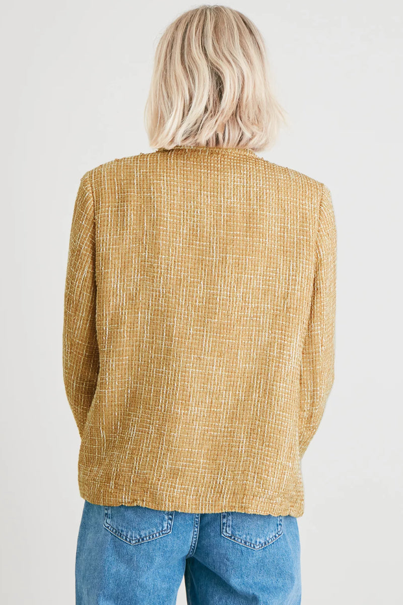 Ladies Beige Boucle Double Breasted Blazer