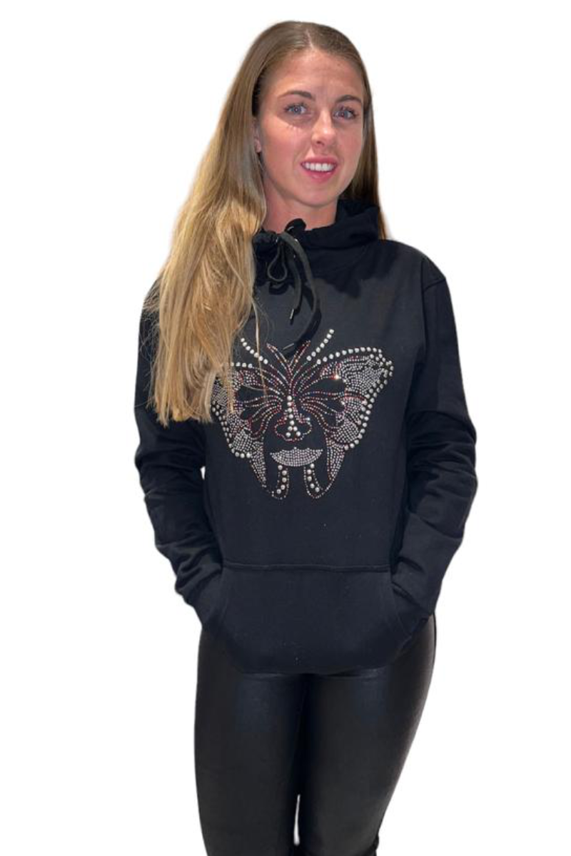 Rhinestone & Studded Butterfly Hoodie