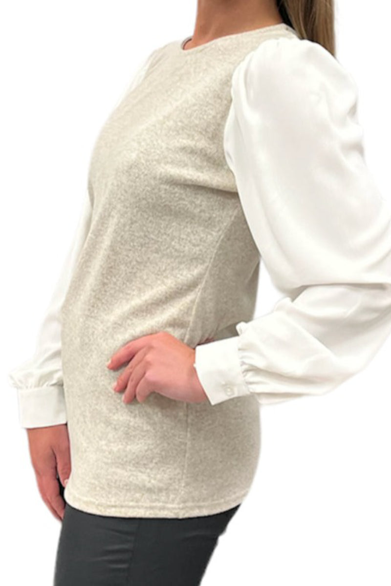 Chiffon Sleeve Cream Top