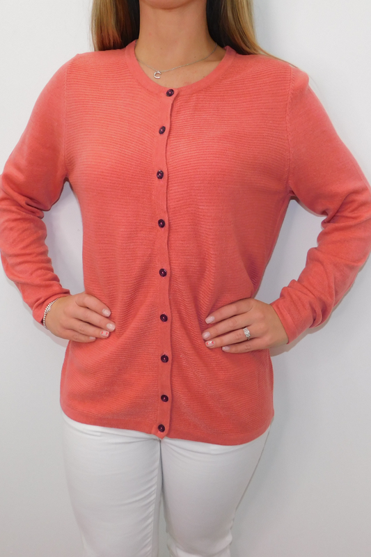 Famous Store Coral Cardigan
