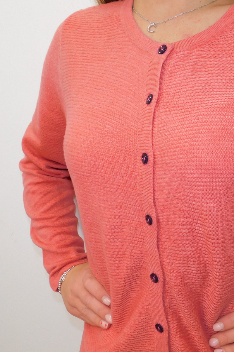 Famous Store Coral Cardigan
