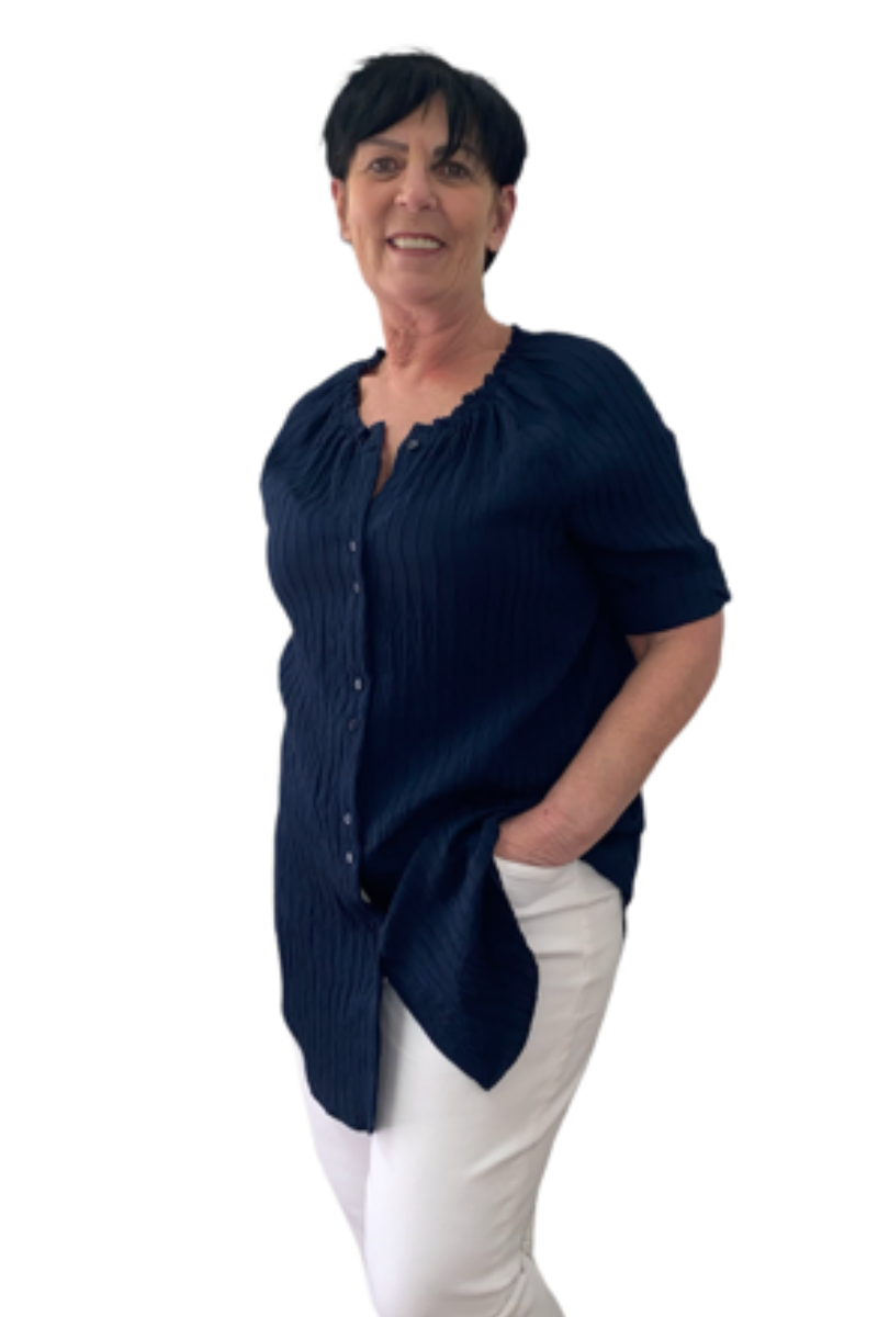Ex-Store Navy Crinkle Shirt