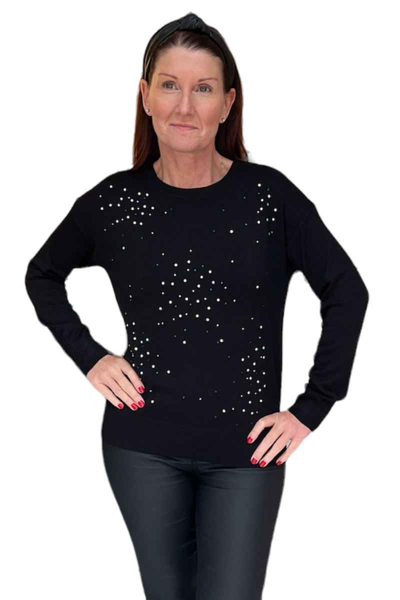 Dorothy Perkins Petite Diamante Embellished Jumper Black