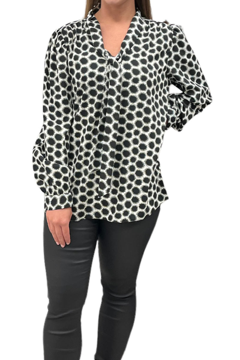 Ladies Dandelion Tie Neck Blouse