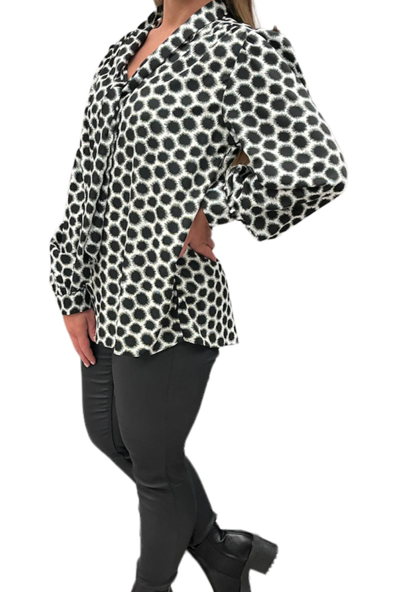 Ladies Dandelion Tie Neck Blouse