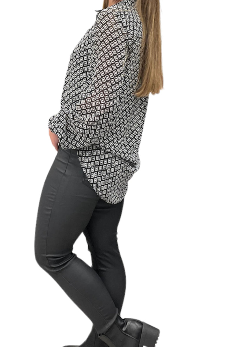 Ladies Double Diamond Button Front Shirt
