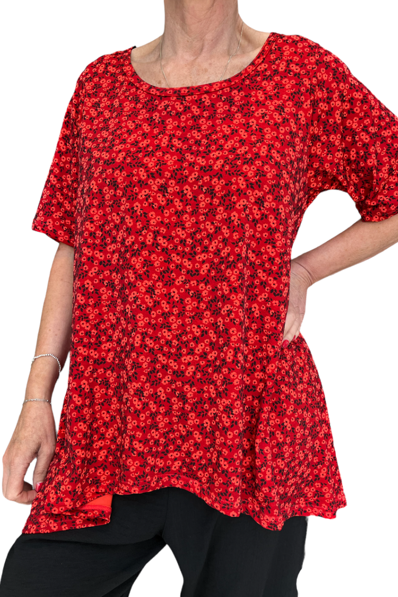 Ditsy Orange Floral Top