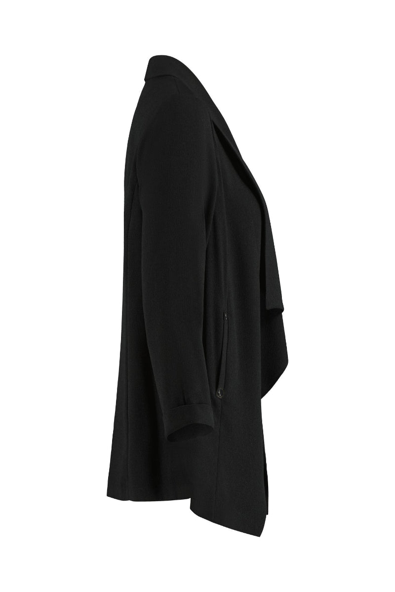 Ex EVANS Plus Size Water Fall Crepe Jacket Black
