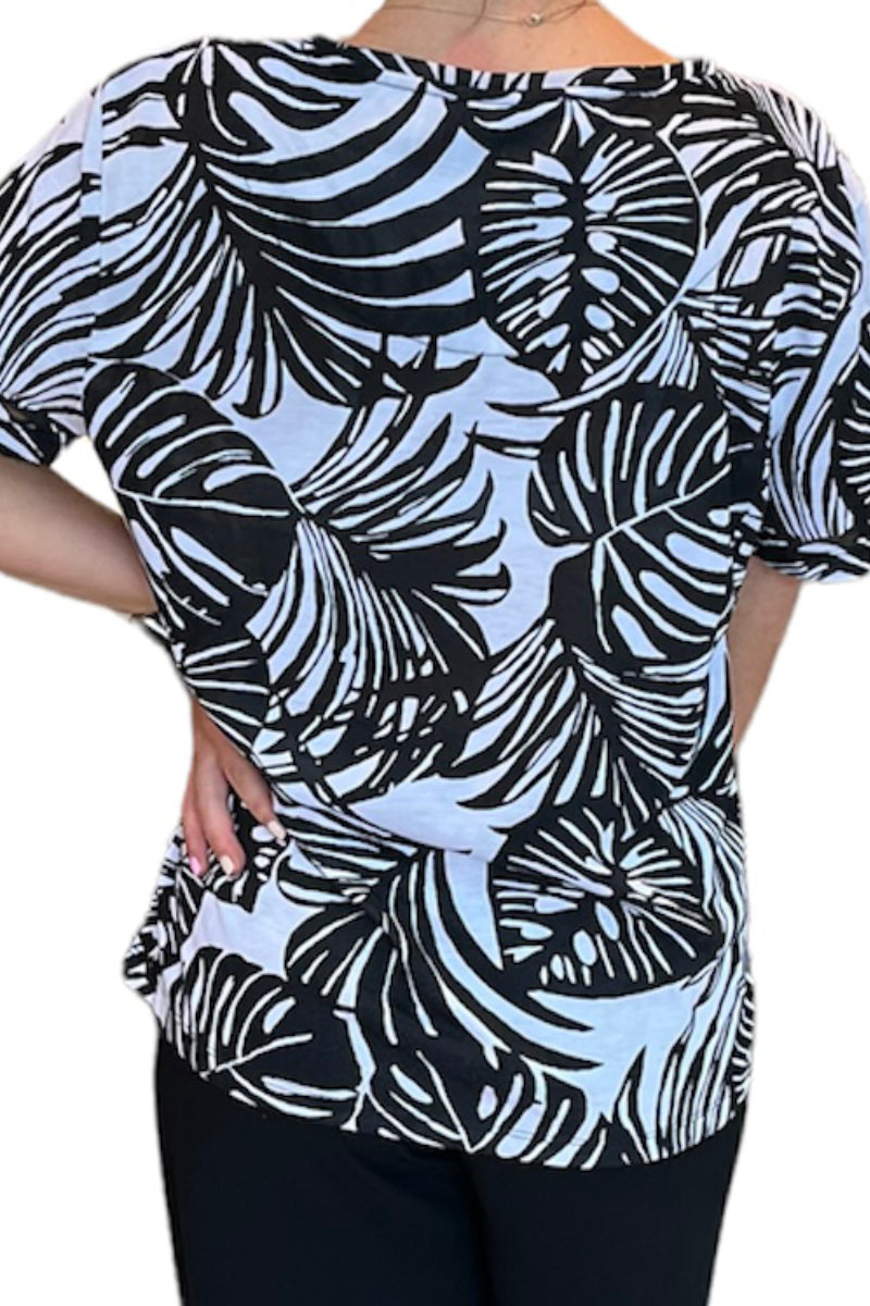 Famous Name Leaf Print Ladies Top