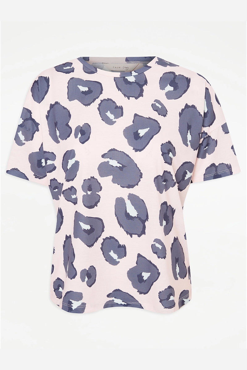 Ladies Pink Animal Print Short Pyjamas