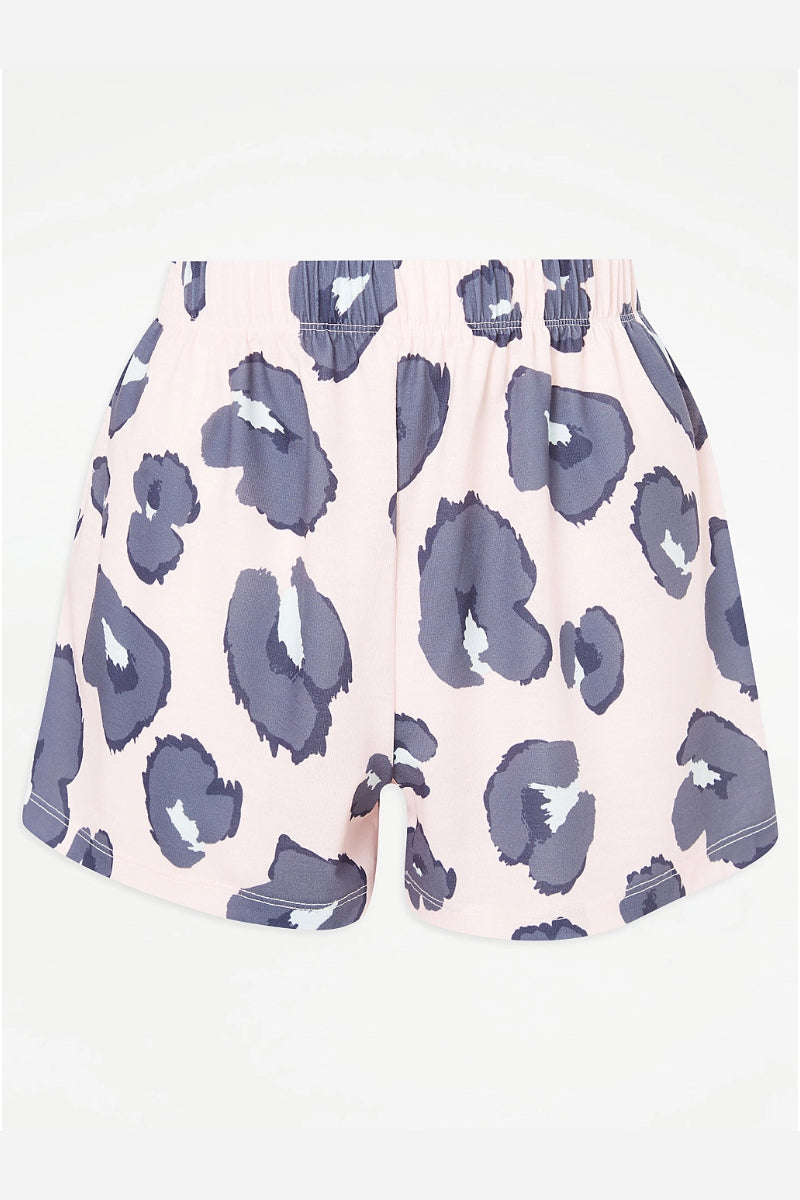 Ladies Pink Animal Print Short Pyjamas
