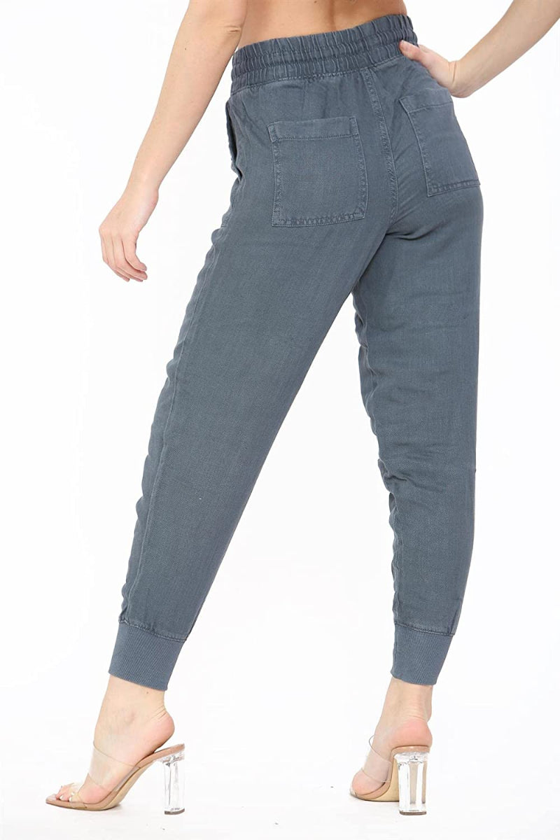 Famous Store Cuffed Bottom Cargo Style Trousers Blue