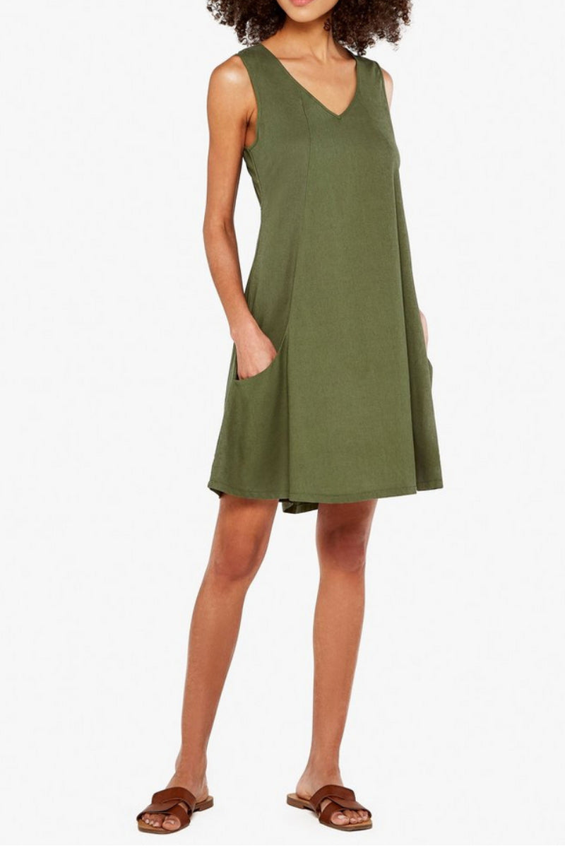 Famous Store Olive Pocket Shift Dress