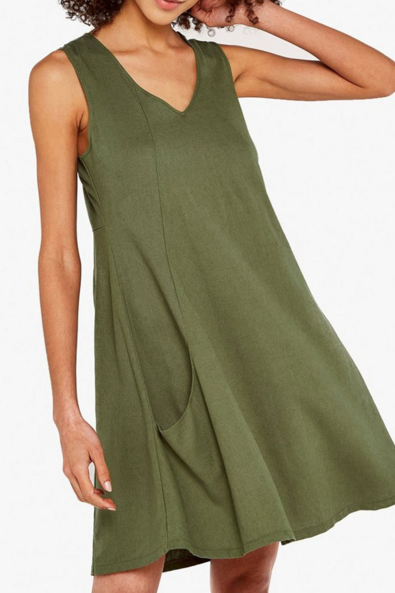 Famous Store Olive Pocket Shift Dress