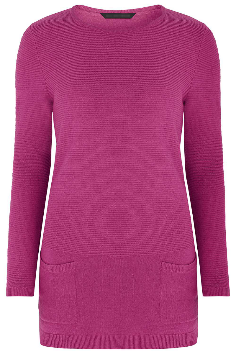Famous Store Ripple Textured Pocket Tunic Deep Pink