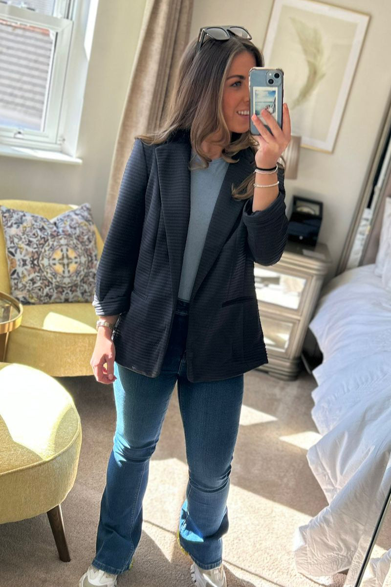 Ex-Store Ribbed Charcoal Grey Blazer