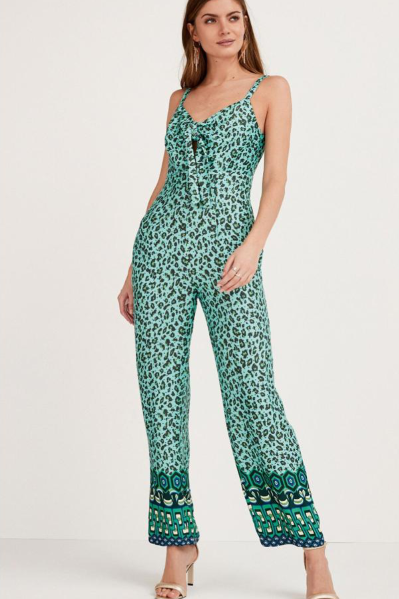 Famous Store Animal Geo Print Jumpsuit