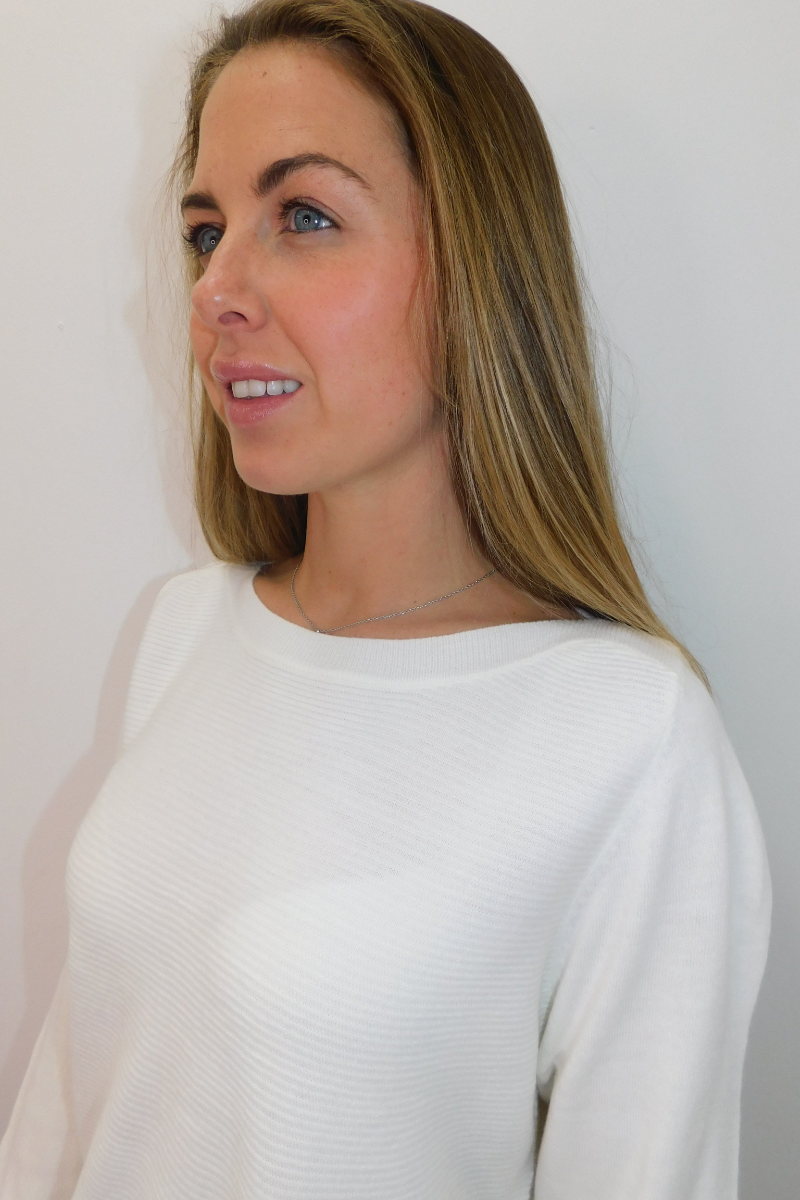 Famous Store 3/4 Sleeve Cream Jumper