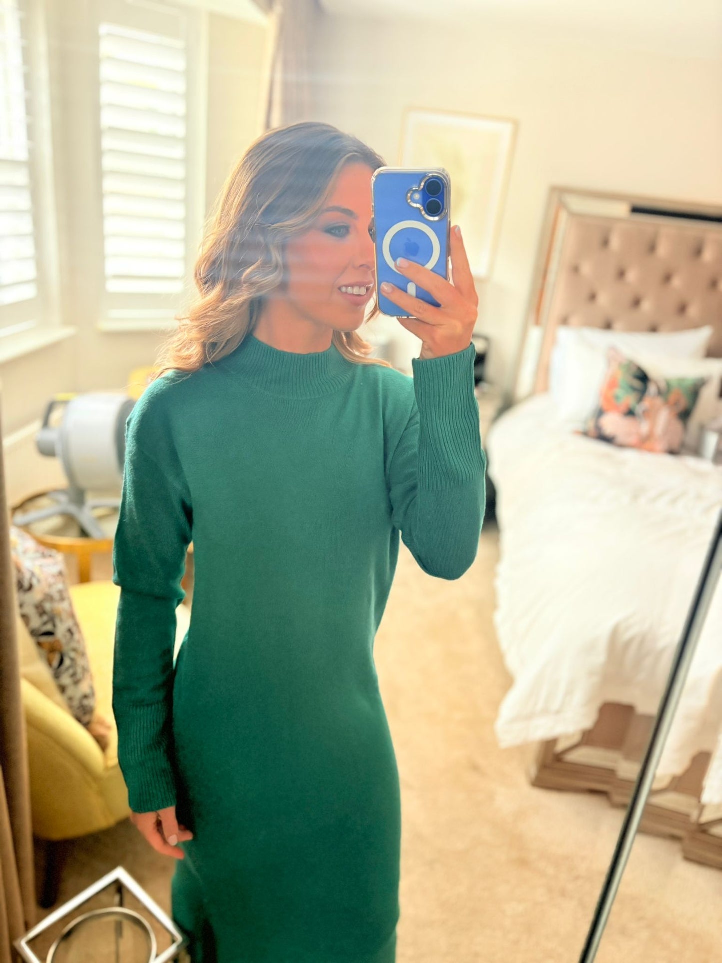 EX- Store Green Turtle Neck Jumper Dress