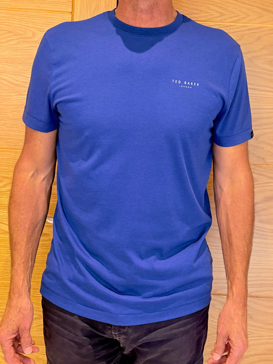 Ex Ted Baker Round Neck Mens T-Shirt Royal Blue