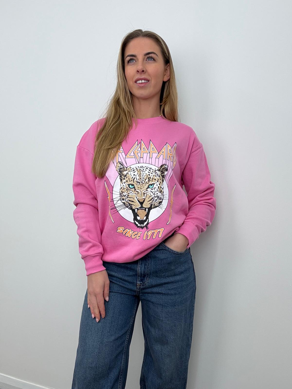 Famous Store Def Leppard Pink Sweatshirt