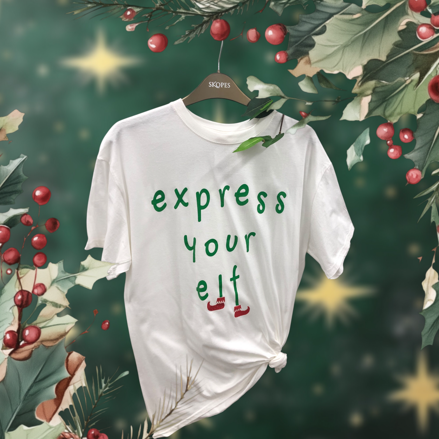 Unisex White Express You Elf Tee-Shirt