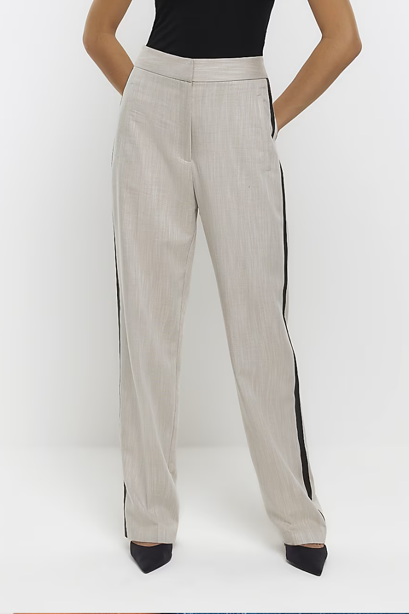 Famous Store Side Striped Wide Leg Trousers