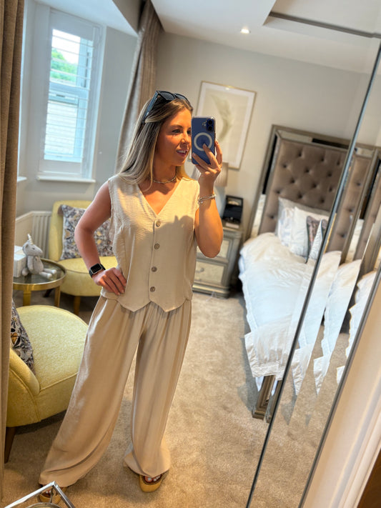 Stone Linen Blend Co-ord Set