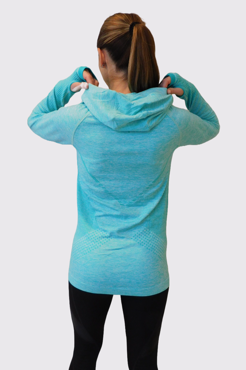 Mint Long Sleeve Active Top With Hood