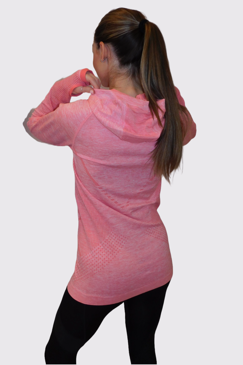 Rose Long Sleeve Active Top With Hood