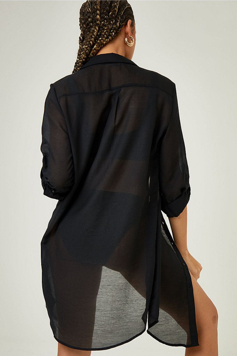 Ex George Black Shirt Dress Beach Cover Up