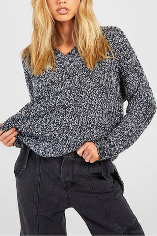 Ex Boohoo Marl Oversized Slouchy V-Neck Sweater