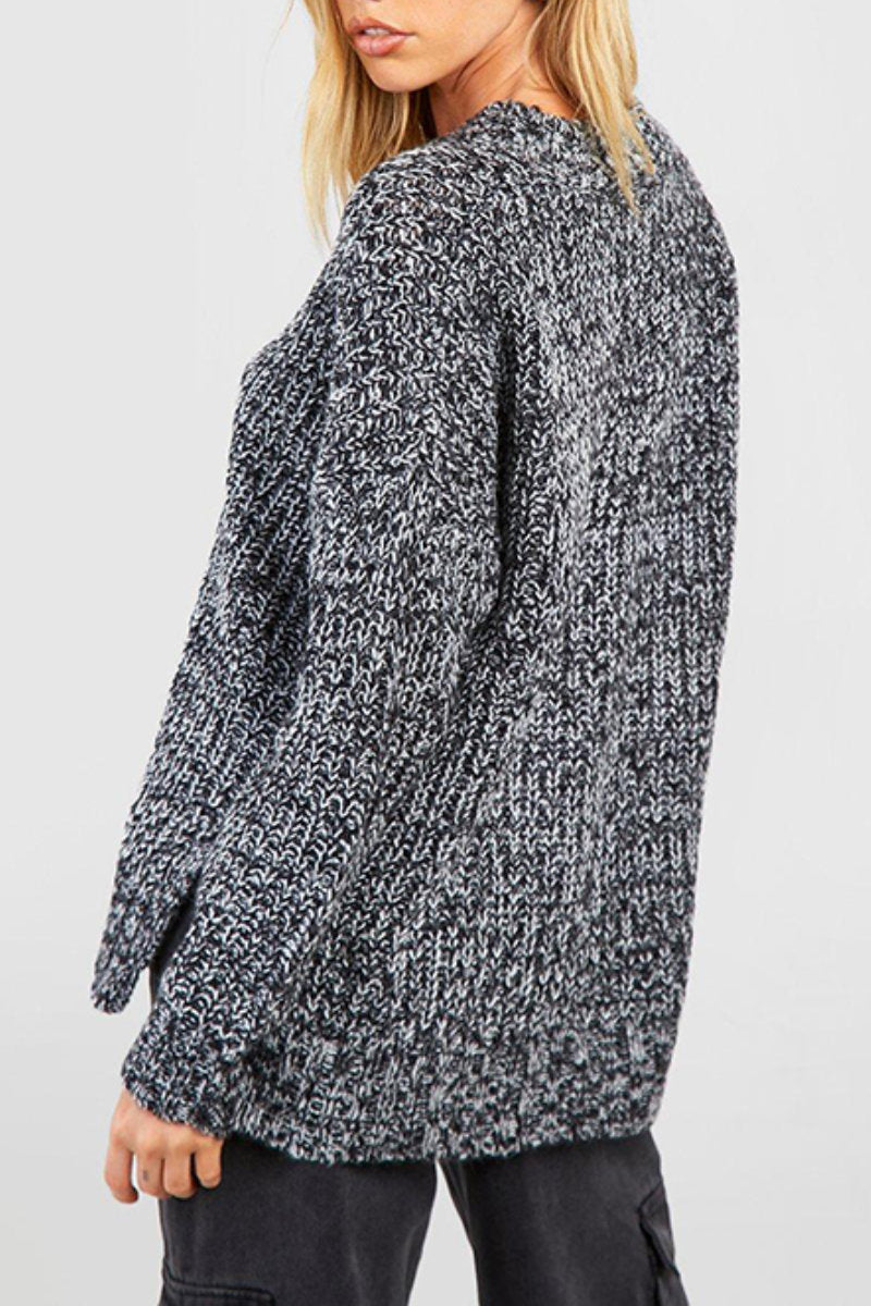 Ex Boohoo Marl Oversized Slouchy V-Neck Sweater