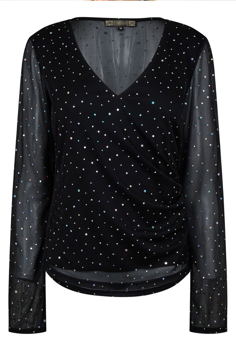 Famous Store Sparkle Ladies V-Neck Top