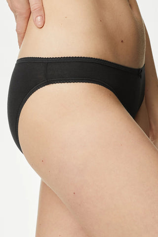 Famous Store Collection 5pk Cotton Lycra Bikini Knickers in Black