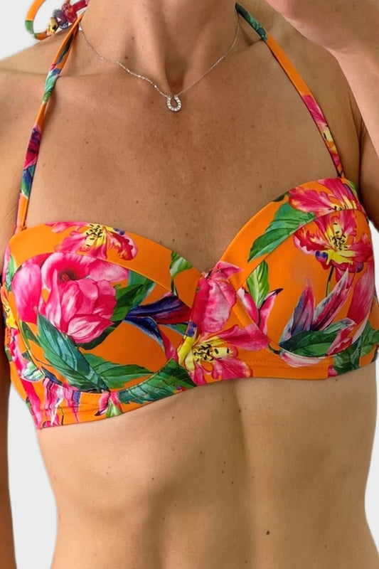 Famous Store Tropical Orange Bikini Top