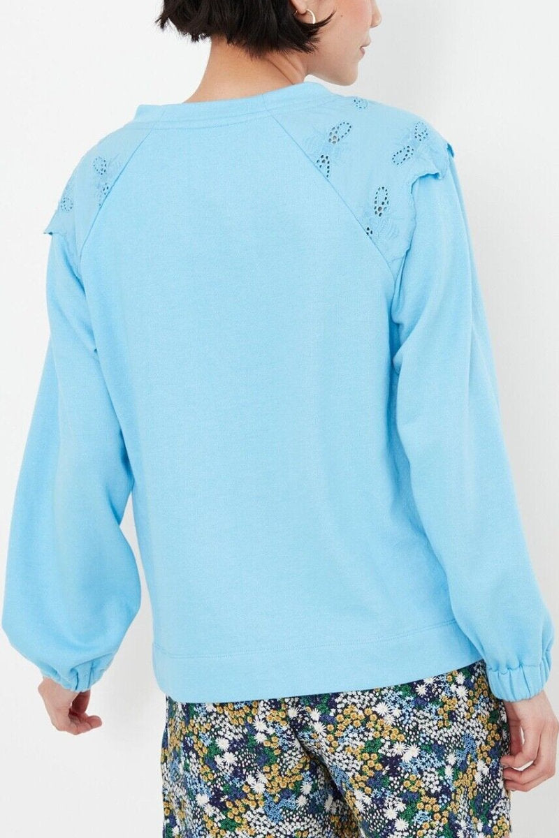 Joules Brinley Bee Broderie Relaxed Sweatshirt Light Blue