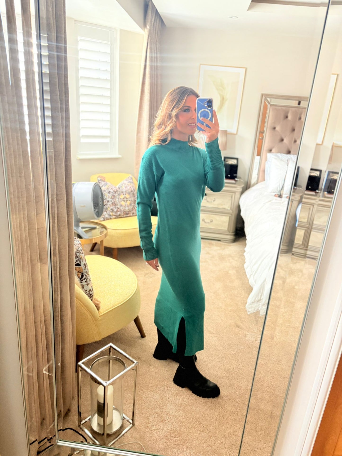 EX- Store Green Turtle Neck Jumper Dress
