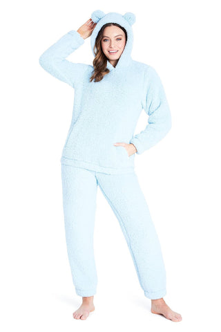 Ladies CityComfort 2-Piece Teddy Fleece Pyjama Set Baby Blue