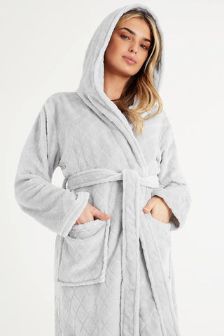 Ladies City Comfort Soft Fleece Silver Dressing Gown