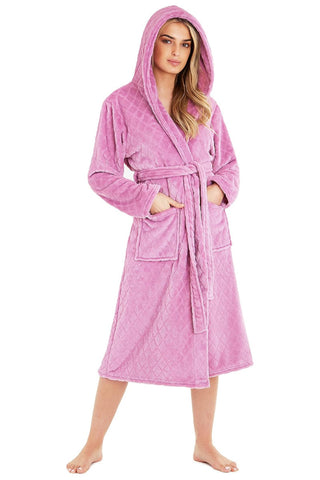 Ladies City Comfort Soft Fleece Orchid Dressing Gown